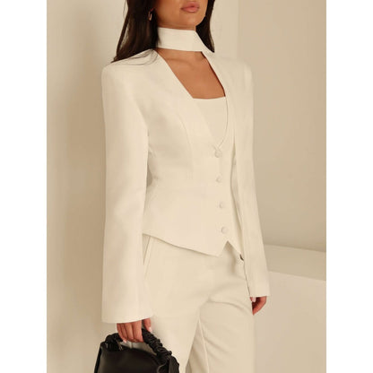 Long Sleeve Blazer Jacket with Scarf for Women, Rosella