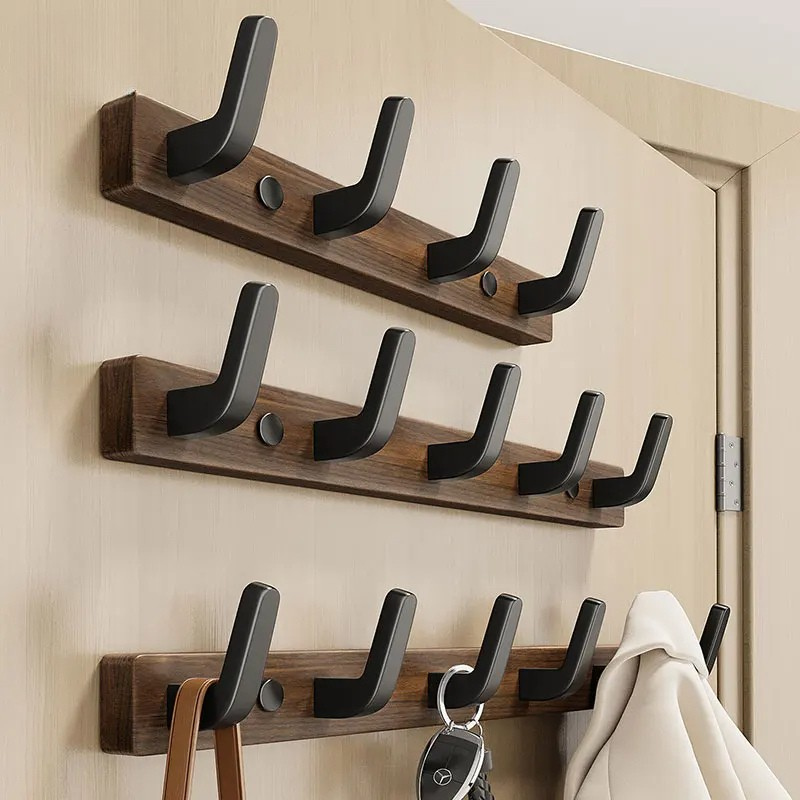 Wall-Mounted Coat Hook, Minimalist Design with Wood and Metal Holder