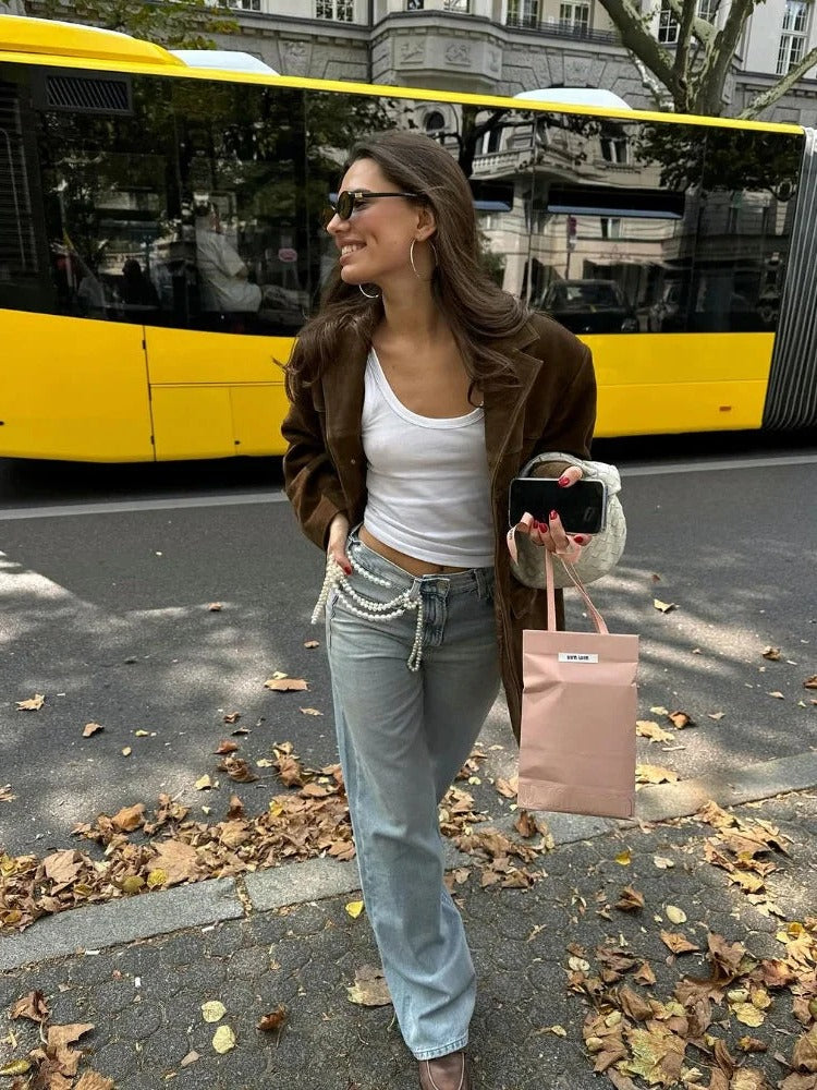Brown Suede Jacket for Women, Elegant Design