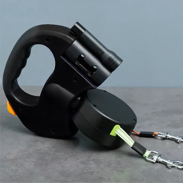 Dual Dog Leash with Tangle-Free Design, LED Light and 360-Degree Swivel