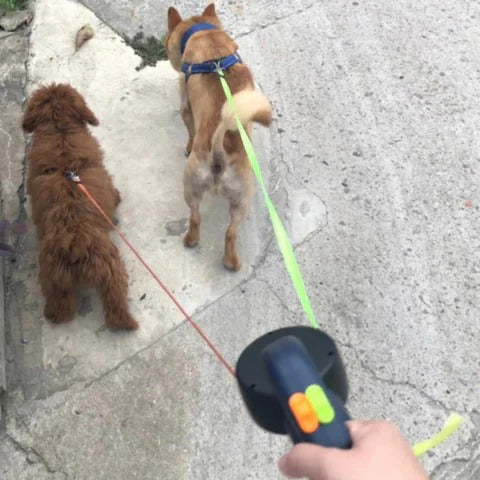 Dual Dog Leash with Tangle-Free Design, LED Light and 360-Degree Swivel