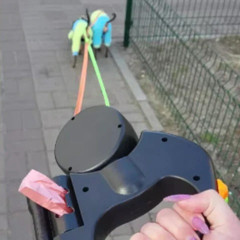 Dual Dog Leash with Tangle-Free Design, LED Light and 360-Degree Swivel