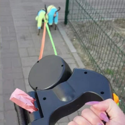 Dual Dog Leash with Tangle-Free Design, LED Light and 360-Degree Swivel