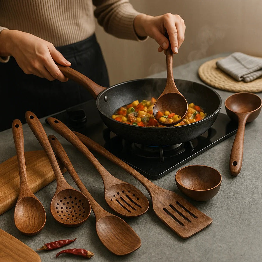 Natural Teak Wood Kitchen Set