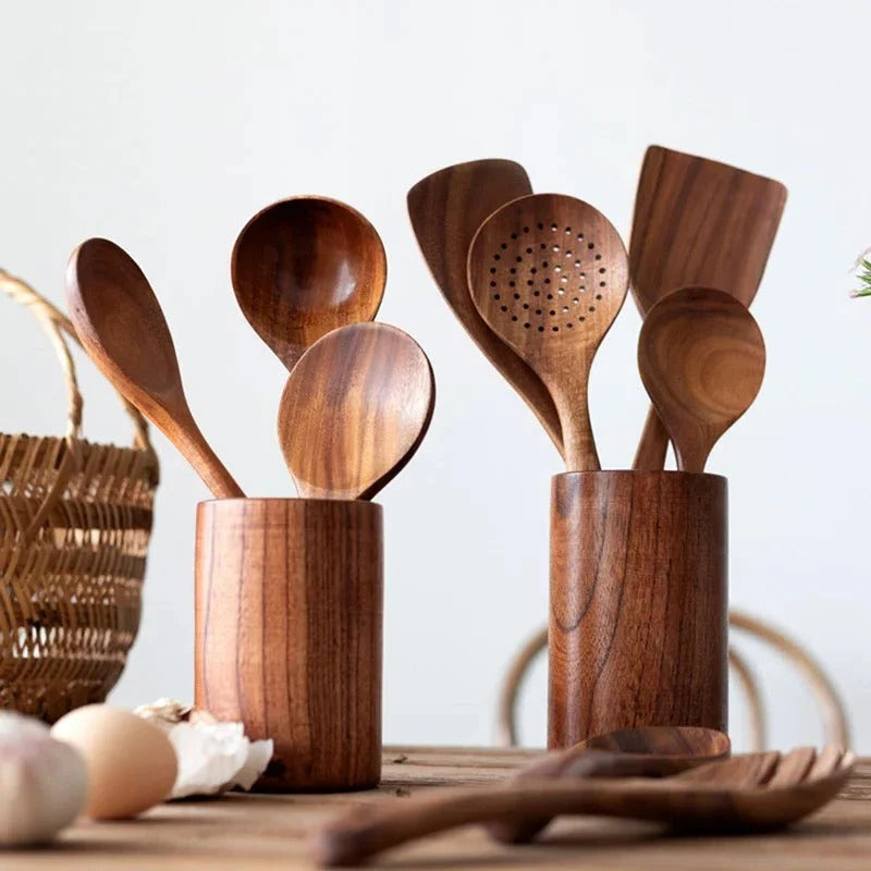 Natural Teak Wood Kitchen Set