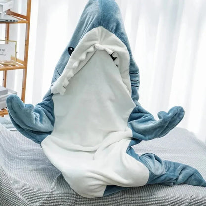 Flannel Shark Hoodie Blanket, Soft and Cozy Design