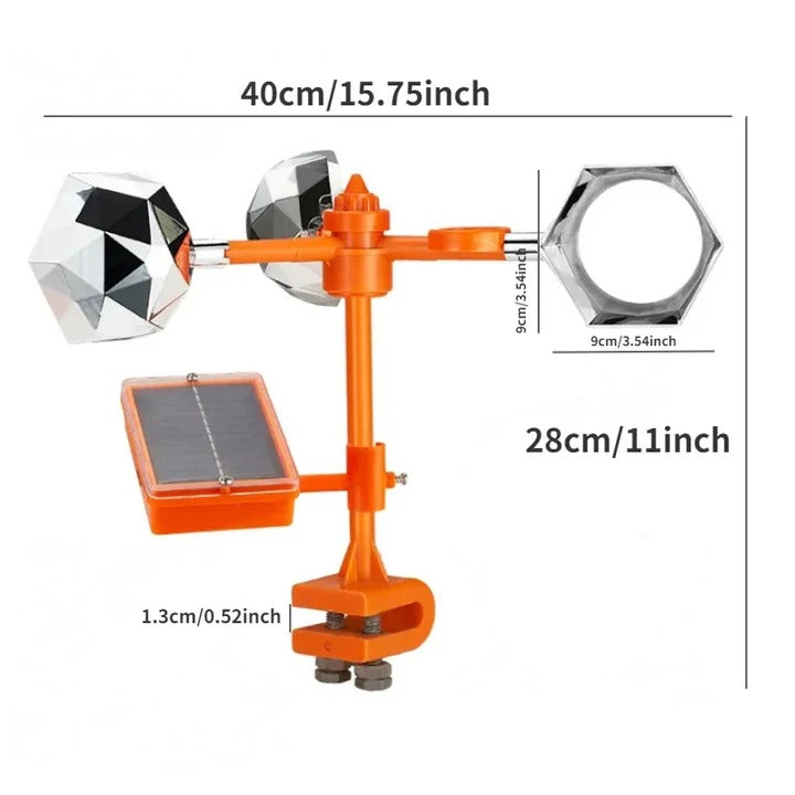 Solar Powered Bird Repeller with 360 Degree Reflective Spinning Design
