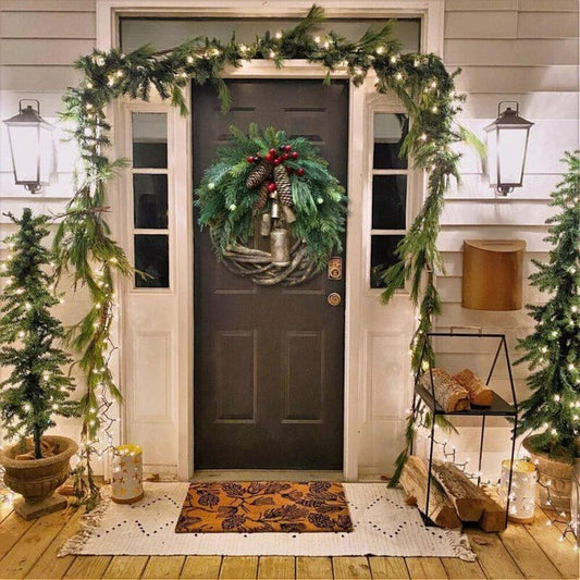 Bohemian Christmas Wreath with Handmade Vine and Dried Floral Decor