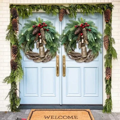 Bohemian Christmas Wreath with Handmade Vine and Dried Floral Decor