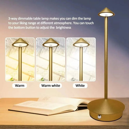 Cordless LED Desk Lamp with Touch Control and Dimmable Light Settings