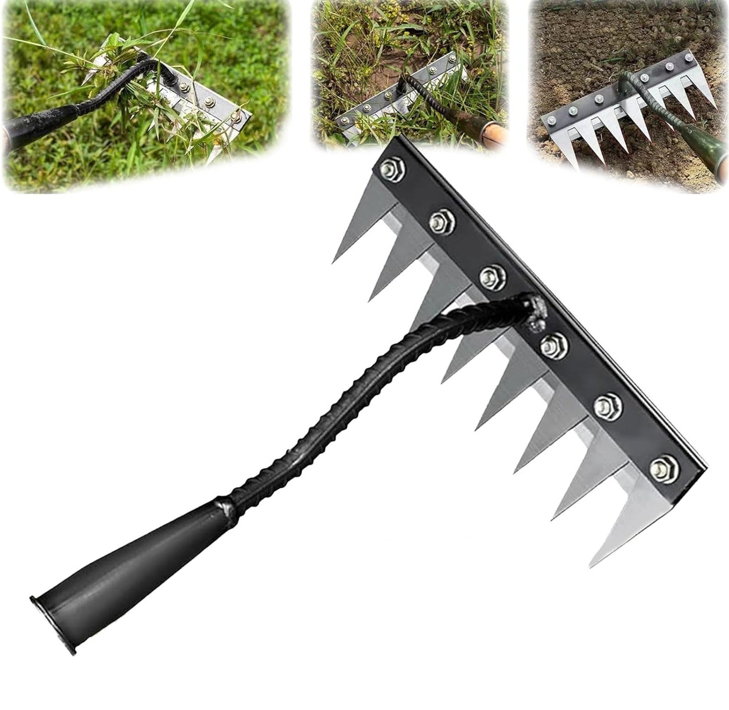 Carbon Steel Garden Weeding Rake, Hand Tool for Efficient Weeding