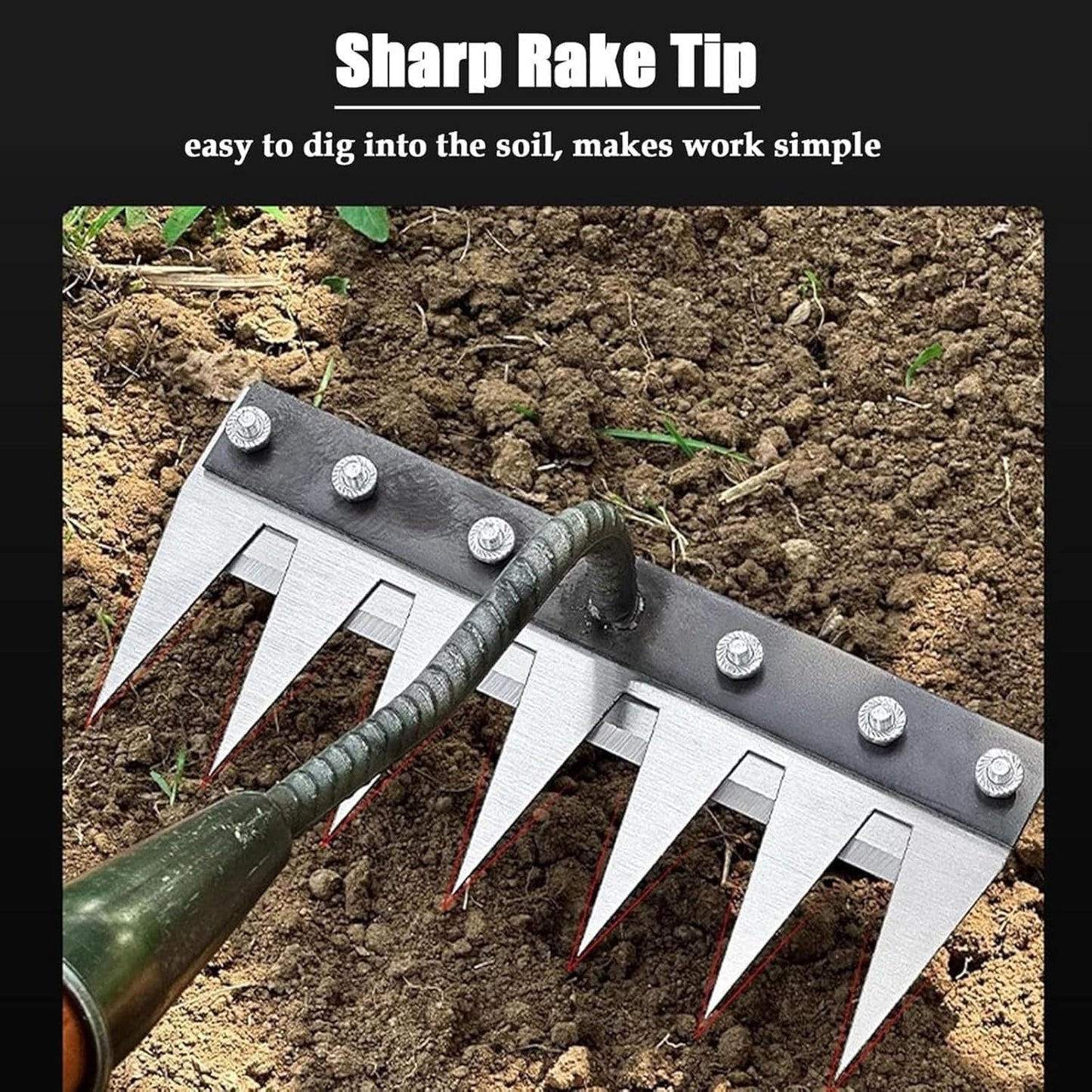 Carbon Steel Garden Weeding Rake, Hand Tool for Efficient Weeding