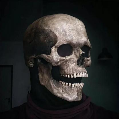 Realistic Full Head Skull Mask, Movable Jaw Human Skeleton Mask for Halloween Party