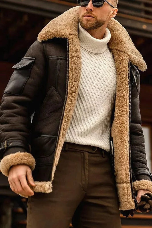 Men's Camel Style Leather Flying Jacket