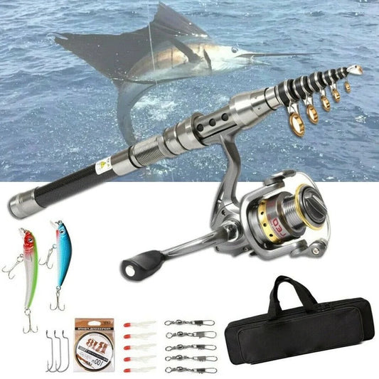 Carbon Fiber Telescopic Fishing Rod and Reel Combo for Saltwater and Freshwater