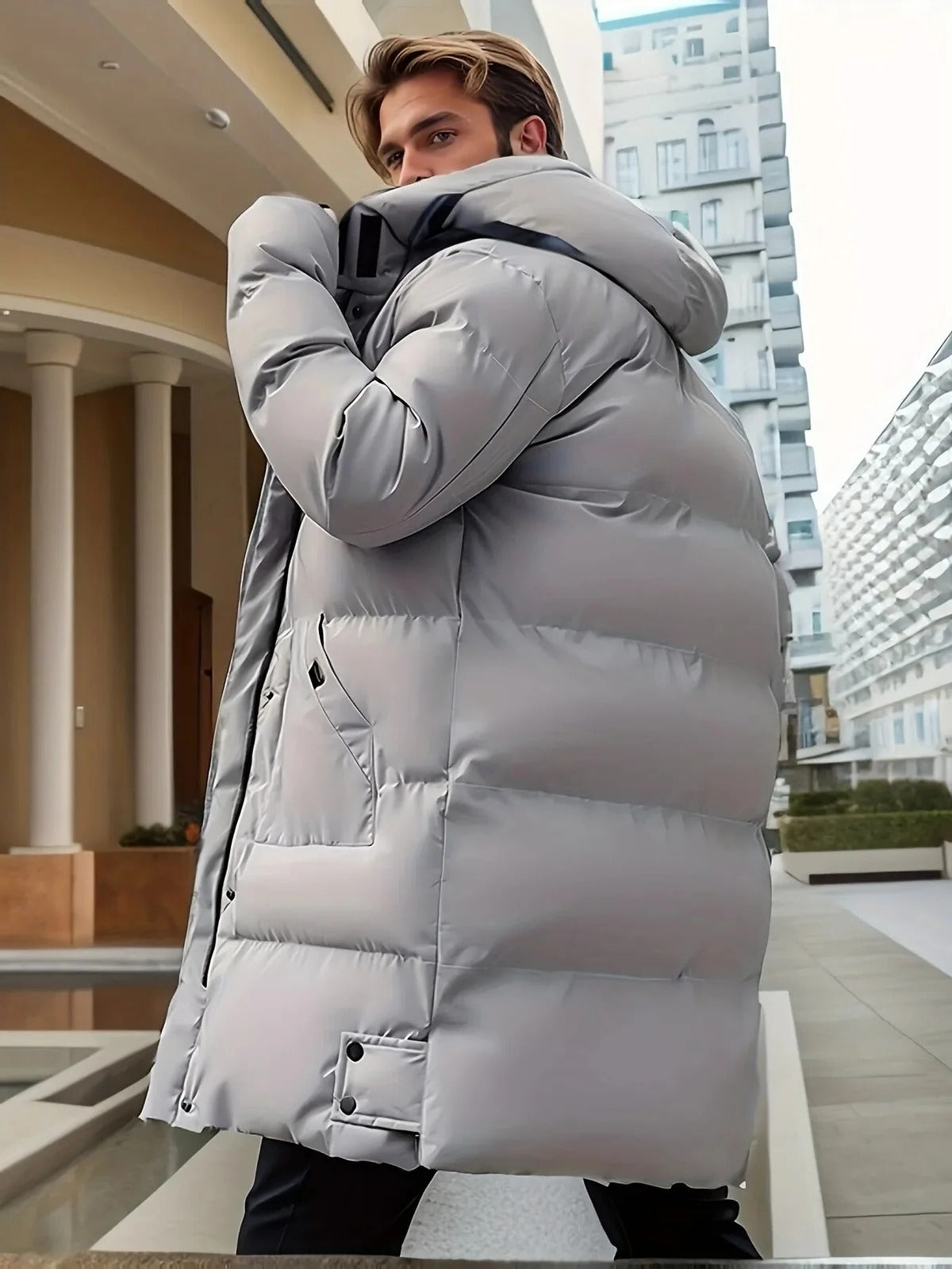 Waterproof Long Winter Jacket for Men, Warm Insulation