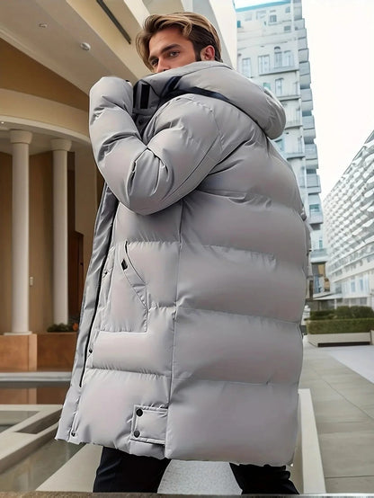 Waterproof Long Winter Jacket for Men, Warm Insulation