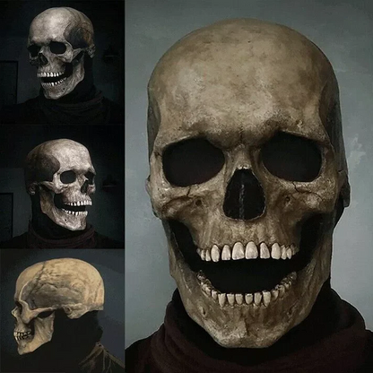 Realistic Full Head Skull Mask, Movable Jaw Human Skeleton Mask for Halloween Party