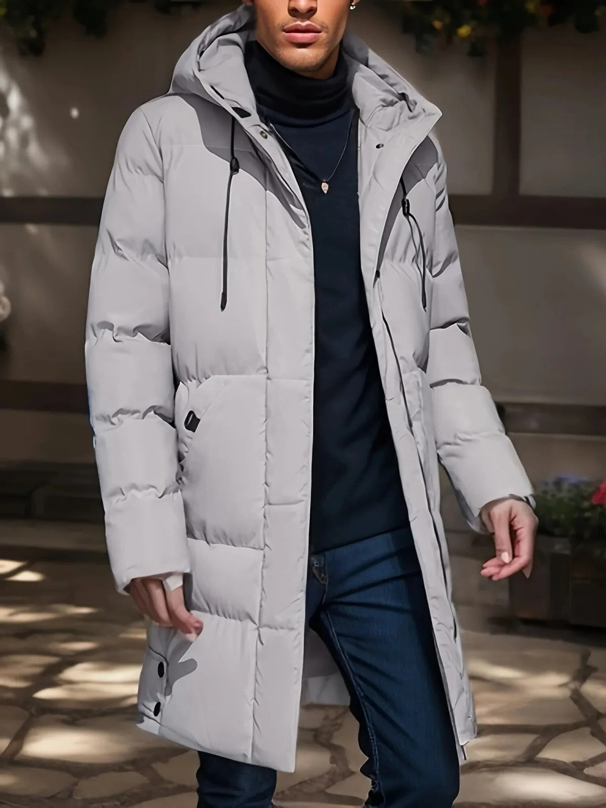 Waterproof Long Winter Jacket for Men, Warm Insulation