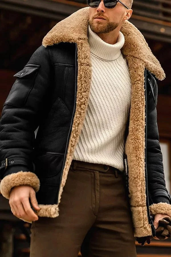 Men's Camel Style Leather Flying Jacket
