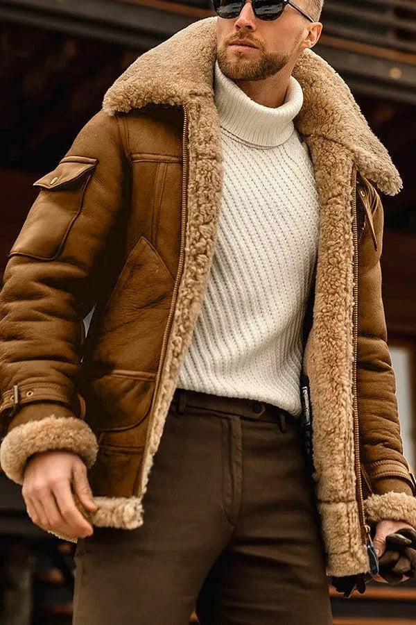 Men's Camel Style Leather Flying Jacket