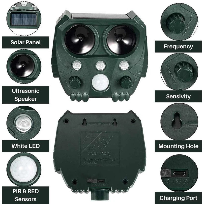 Ultrasonic Cat Repellent, Noise and Sonar Deterrent for Cats, Foxes, Rats, Squirrels, Dogs