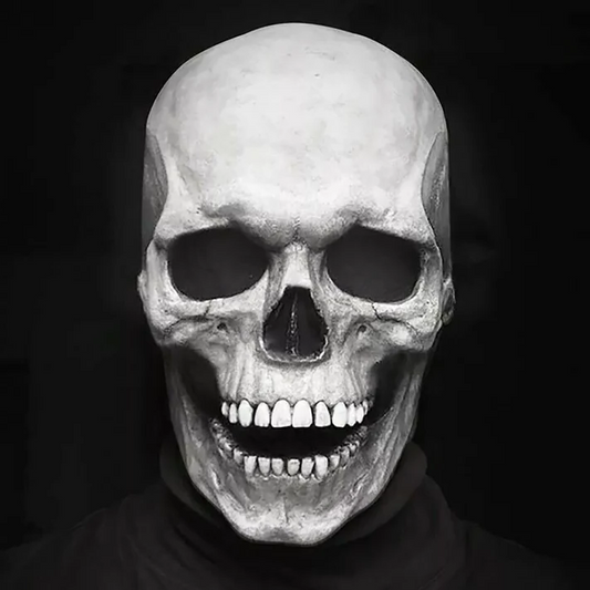 Realistic Full Head Skull Mask, Movable Jaw Human Skeleton Mask for Halloween Party