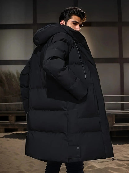 Waterproof Long Winter Jacket for Men, Warm Insulation