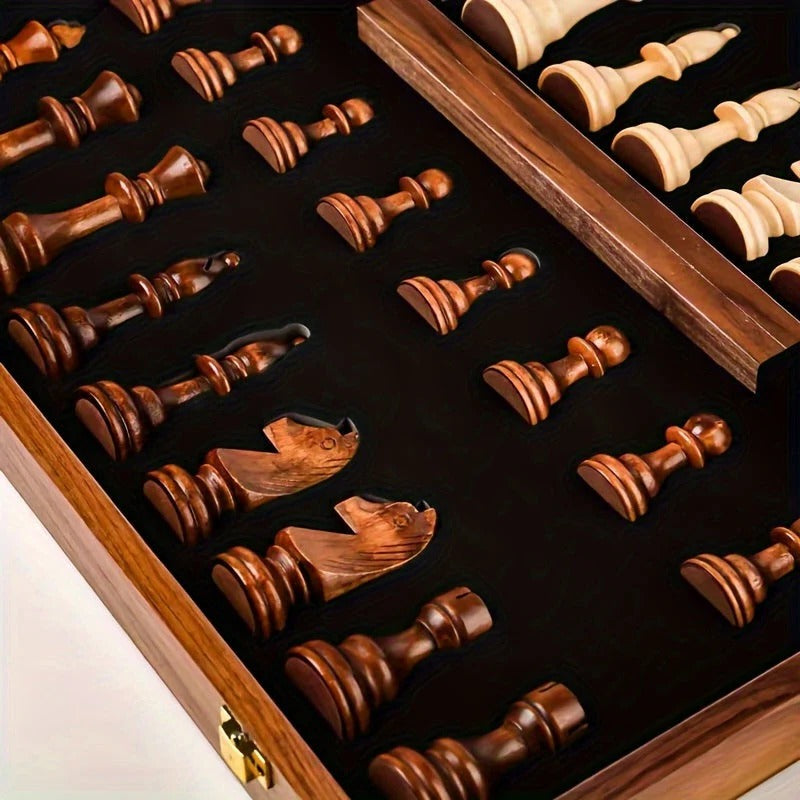Wooden Chess Set with Classic Design and Sturdy Board
