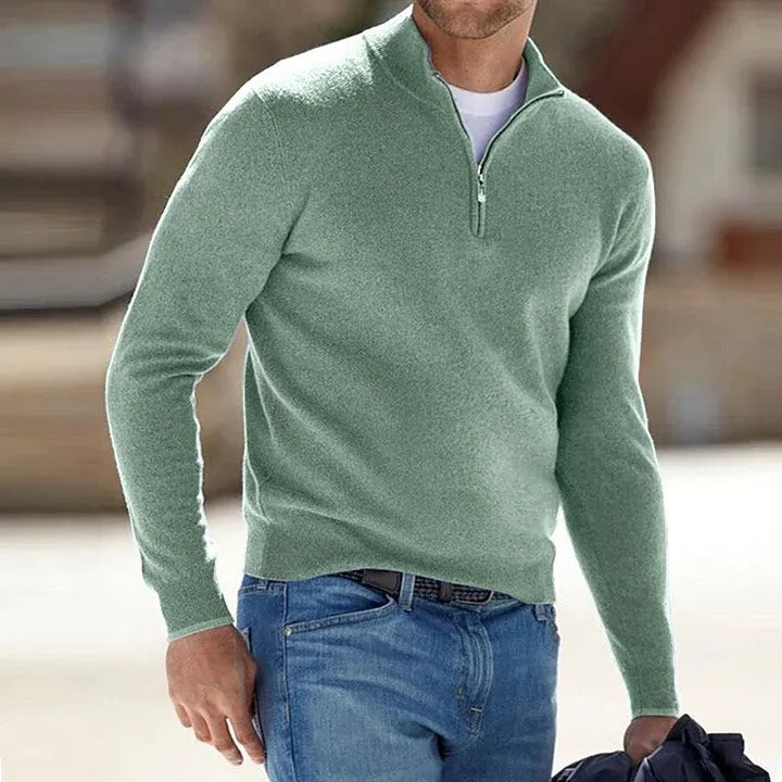 Men's Cashmere Basic Sweater with Zipper