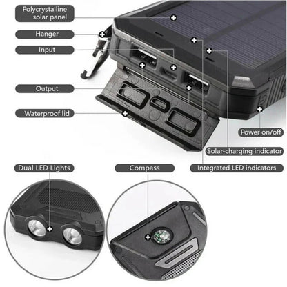 500000mAh Waterproof Solar Charger Power Bank, External Battery