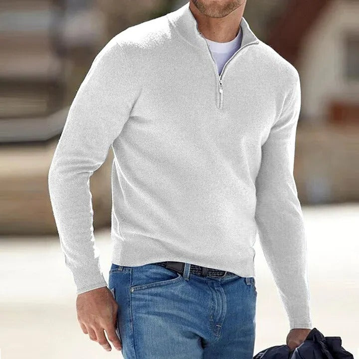 Men's Cashmere Basic Sweater with Zipper