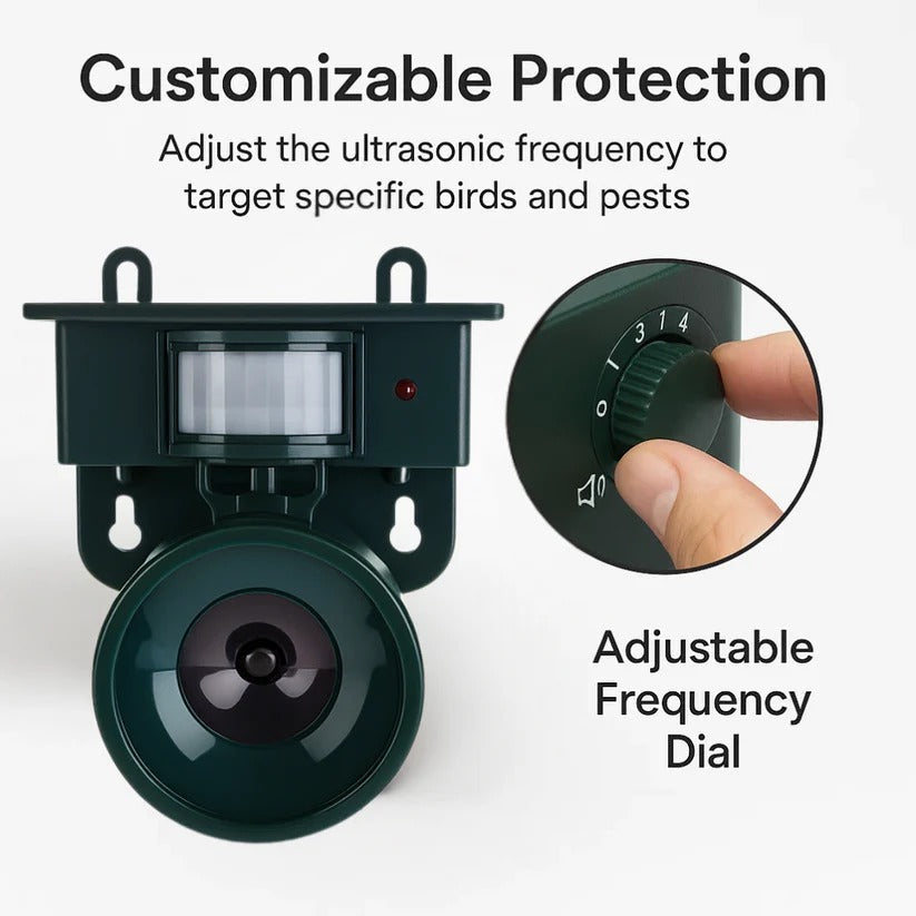 Motion Sensor Bird Deterrent, Pigeon Repeller with Sound Scarer for Crows