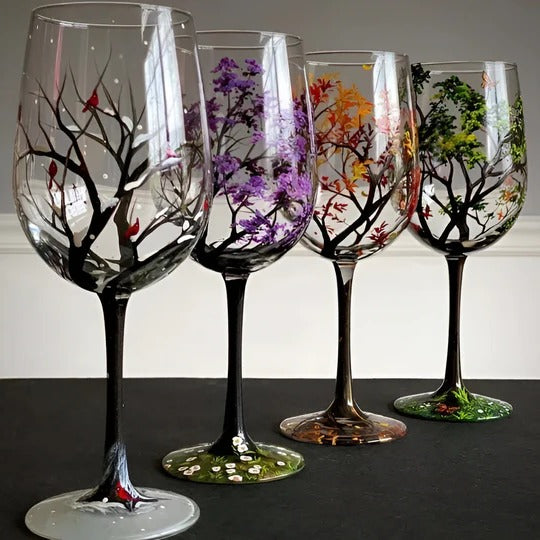 Hand Painted Wine Glass
