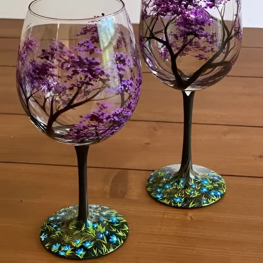 Hand Painted Wine Glass
