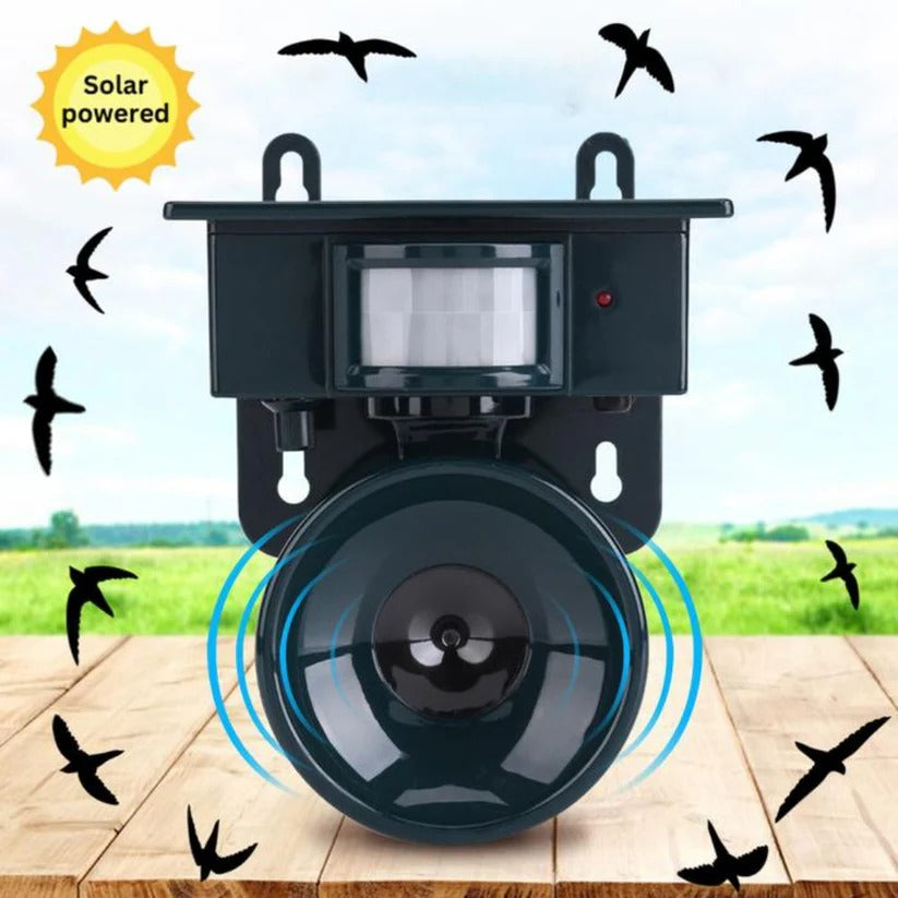 Motion Sensor Bird Deterrent, Pigeon Repeller with Sound Scarer for Crows