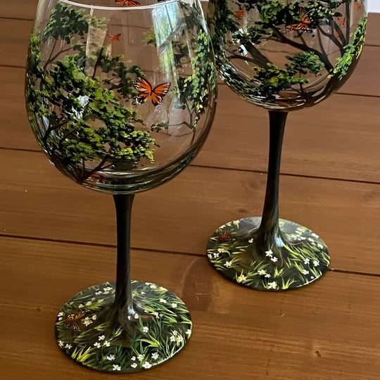Hand Painted Wine Glass
