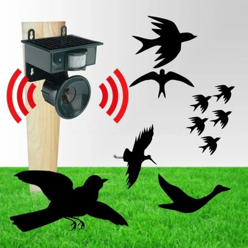 Motion Sensor Bird Deterrent, Pigeon Repeller with Sound Scarer for Crows