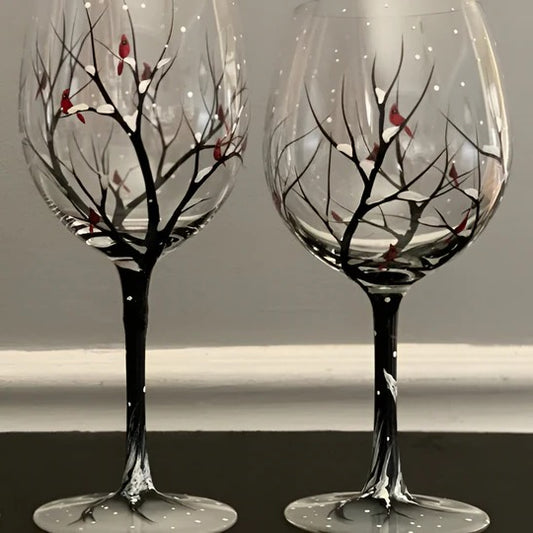 Hand Painted Wine Glass