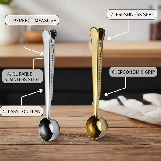 2-in-1 Tea Scoop for Measuring and Sealing Tea