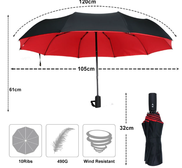Windproof Compact Umbrella for Rain and Wind Protection
