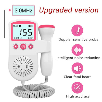 Fetal Doppler Heart Rate Monitor for Home Pregnancy and Baby Heart Rate Detection
