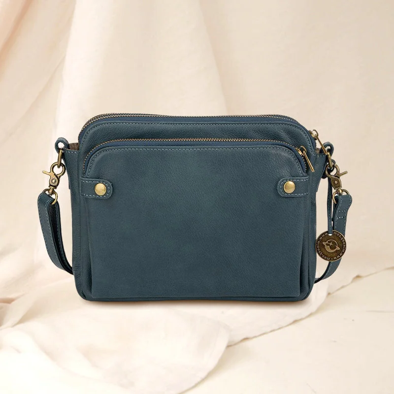 Three-Layer Leather Crossbody Shoulder Bag and Clutch