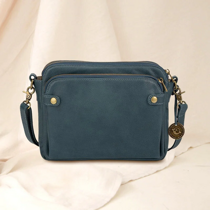 Three-Layer Leather Crossbody Shoulder Bag and Clutch
