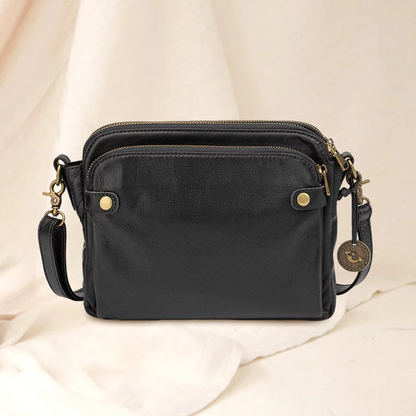 Three-Layer Leather Crossbody Shoulder Bag and Clutch