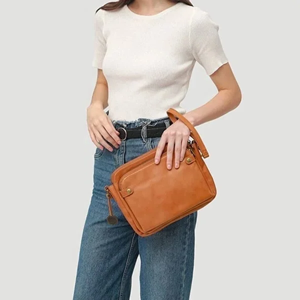 Three-Layer Leather Crossbody Shoulder Bag and Clutch