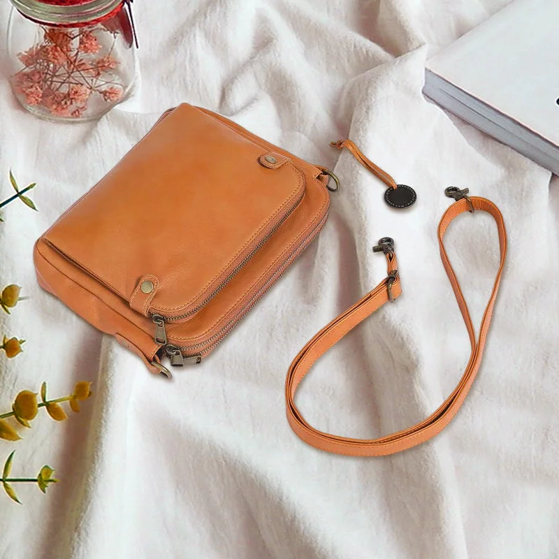 Three-Layer Leather Crossbody Shoulder Bag and Clutch