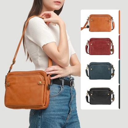 Three-Layer Leather Crossbody Shoulder Bag and Clutch