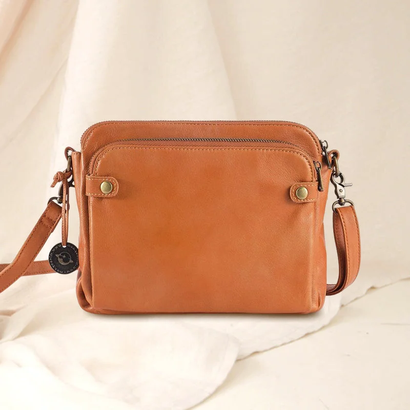 Three-Layer Leather Crossbody Shoulder Bag and Clutch