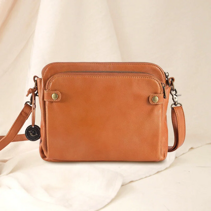 Three-Layer Leather Crossbody Shoulder Bag and Clutch